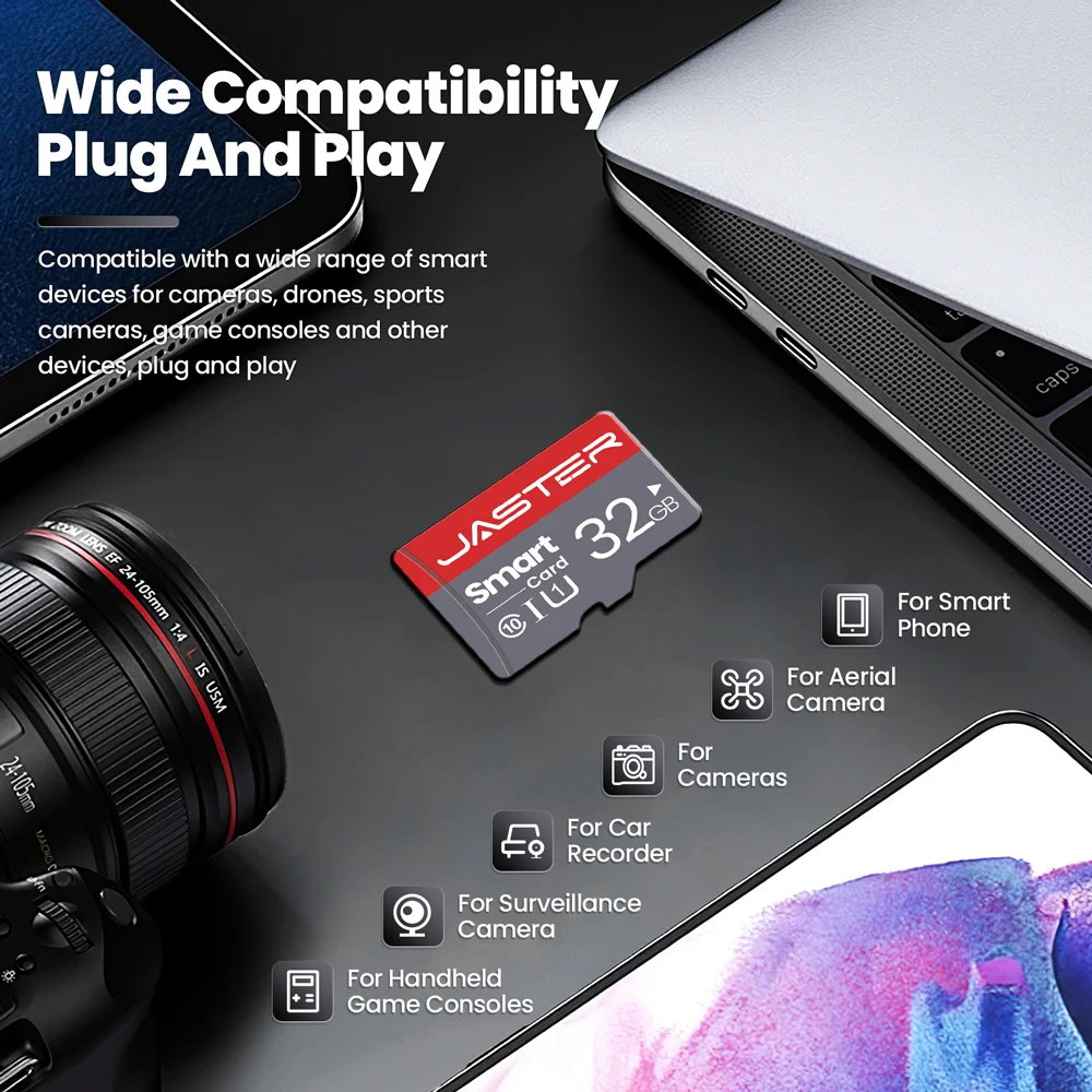 

JASTER Grey TF Memory Card 256GB Rectangular Storage Card 128GB Small Flash Memory Card 64GB High Quality Storage Devices 32GB