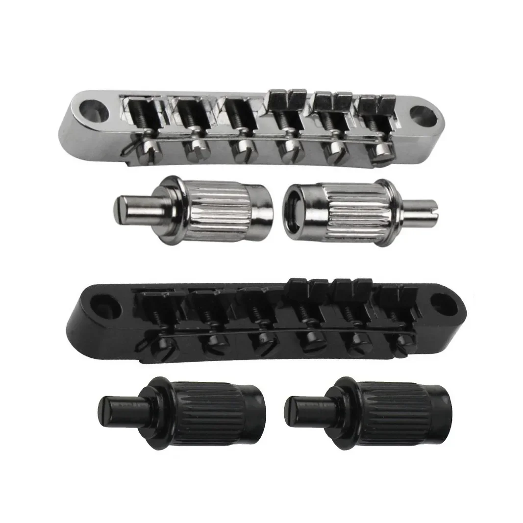 

Electric Guitar Bridge TOM Fixed Bridge 11mm for LP Style Guitar Parts, Chrome/Black