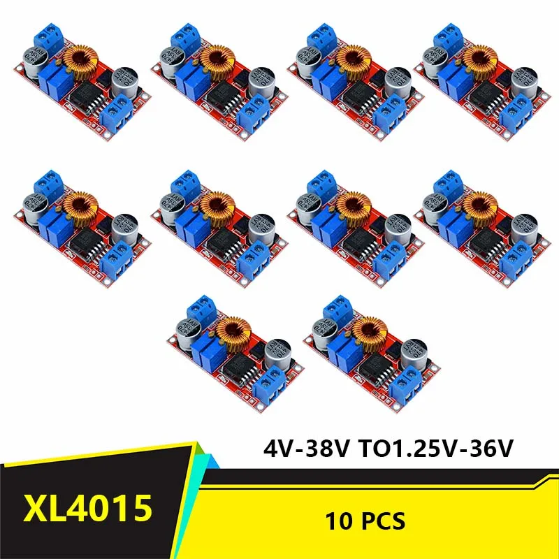 1 Uds XL4015 5A convertidor de DC-DC 4-38V a 1,25-36V módulo reductor ajustable con disipador de calor módulo reductor XL4015 4 ~ 38v