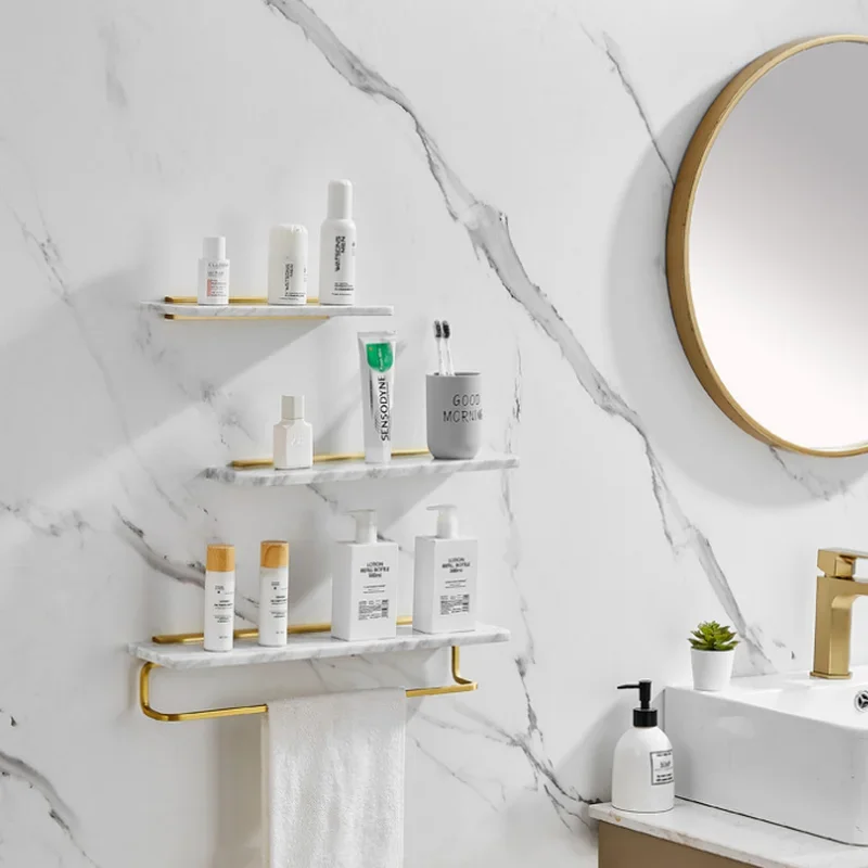 Marble Shelf Bathroom Storage Rack Wall Shelf Towel Rack Napkin Holder Toilet Roll Holder Tissue Holders Storage Shelves