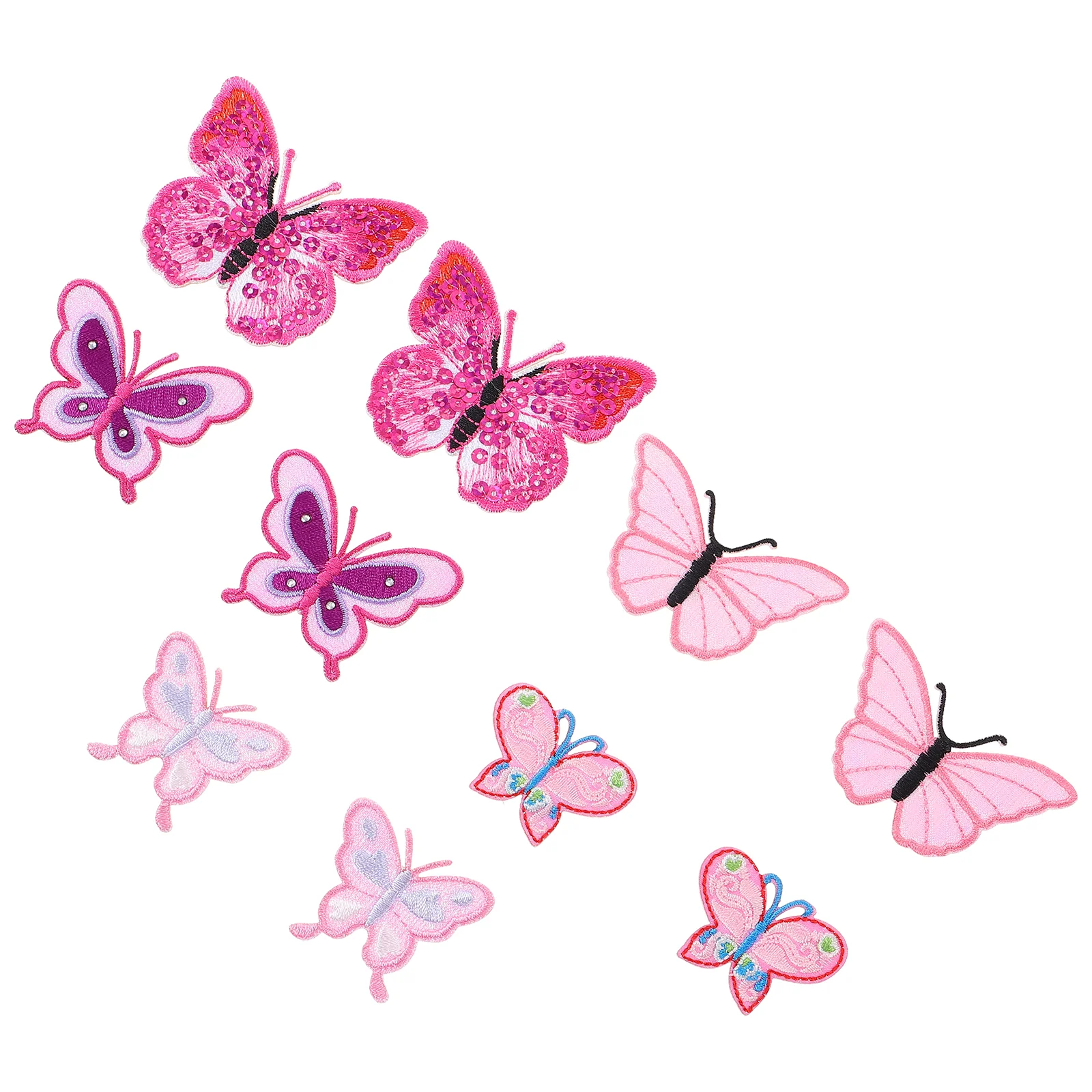 

10 Pcs Butterfly Stickers Cloth Accessories Patch Applique Embroidery Clothing Pink Animals Embroidered Girl