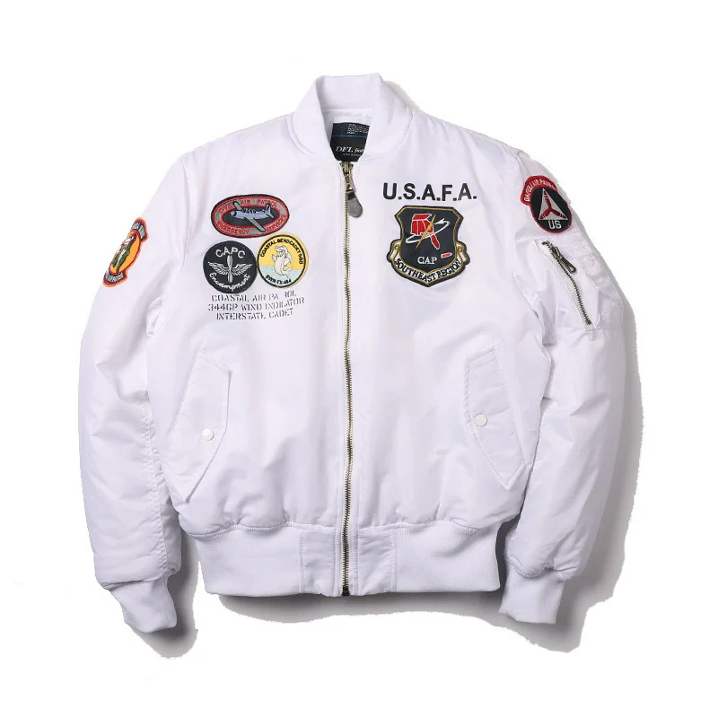 2026 American MA-1 Flight Bomber Jacket Men US Air Force Embroidery Baseball Jacket Plus Size Thick Coat Parka US SIZE XXS-XXL