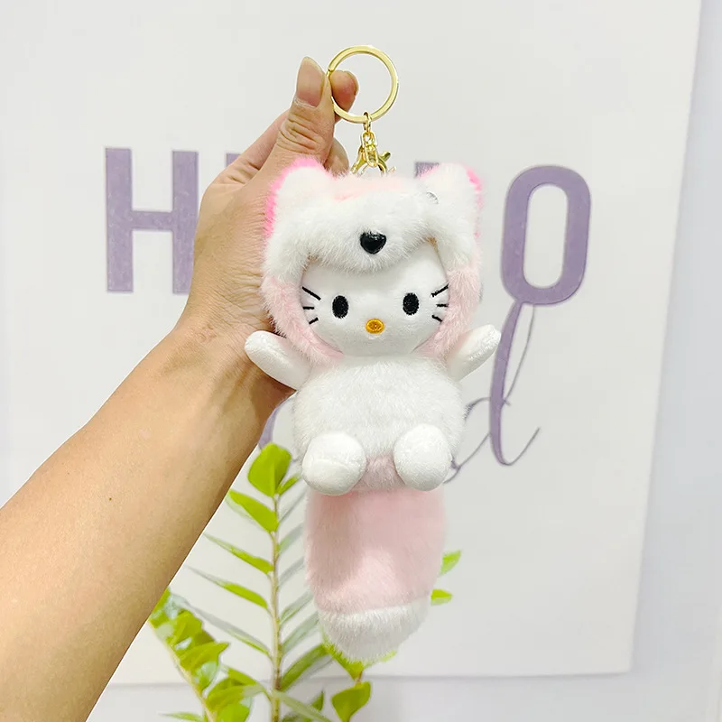 Nowy Pluszowy Brelok Kot Chłopcy Dziewczęca Torebka Śliczny Różowy Wisiorek Mała Panda Pluszowa Lalka Zawieszka do Samochodu Dekoracja Prezent Świąteczny dla Pary