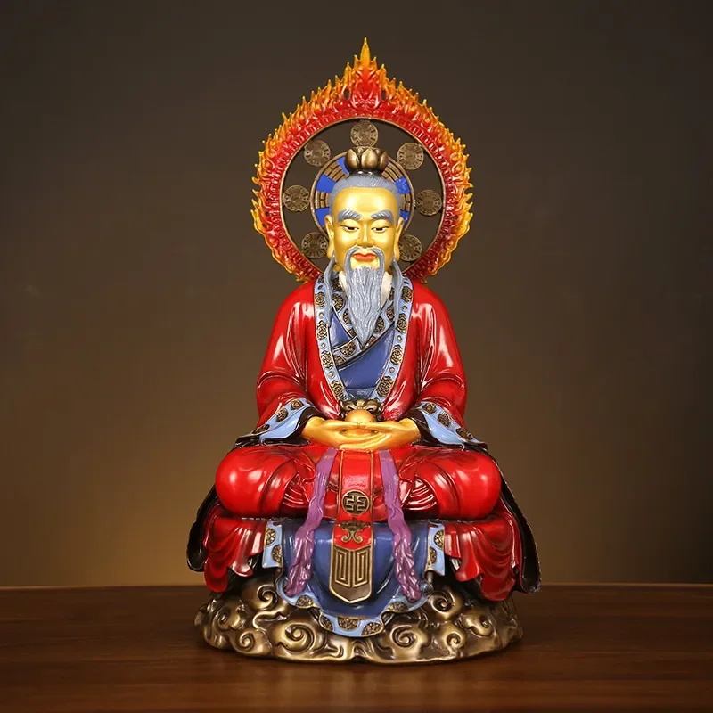 Large Brass Taishang Laojun Statue Taoist Sanqing Ancestor Bronze Ornament Lingbao Yuanshi Tianzun God Figure Home Decor Gift