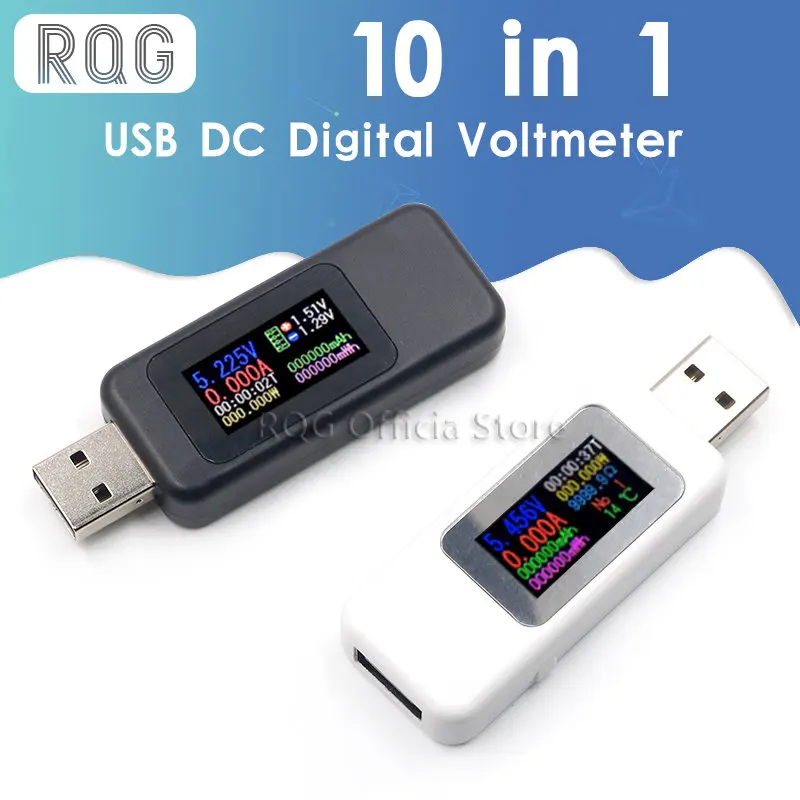 Probador USB 10 en 1, voltímetro Digital de CC, amperímetro, medidor de voltaje de corriente, amperímetro de voltios, detector, indicador de