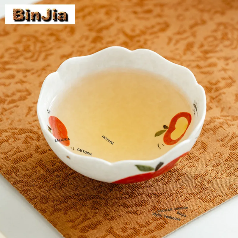80ml Hand Painted Apple Teacup Boutique Tea Bowl Mug Tea-tasting Smelling Cup Chazhan Master Cups Household Tea Items Supplies