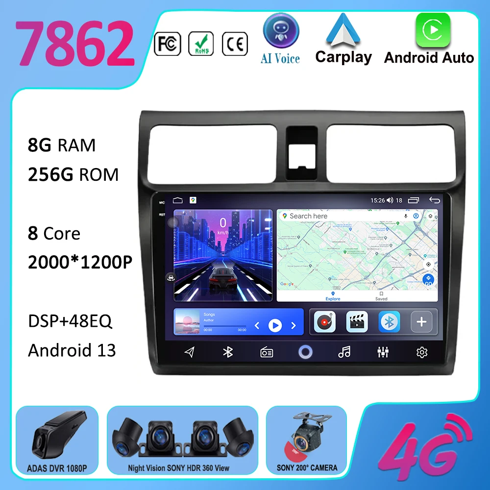 

Car Android 13 For Suzuki Swift 3 2003 - 2010 Auto Radio Carplay Stereo Multimedia Player GPS Navigation 4G WIFI DSP NO 2DIN DVD