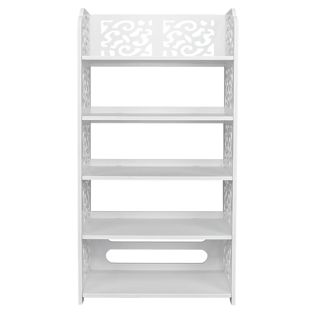 

Wood-plastic Board Five Tiers Carved Shoe Rack White