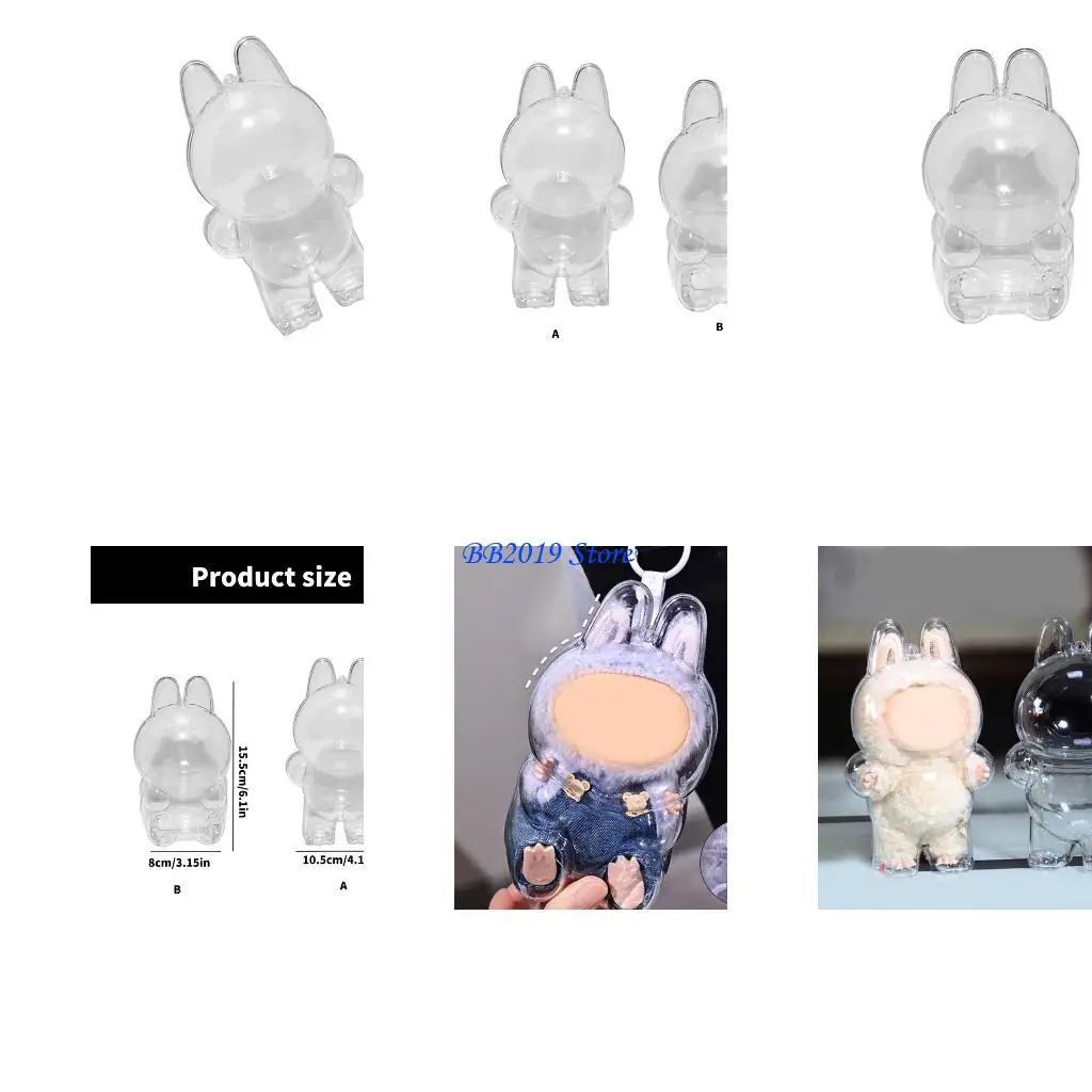 Q0KB Practical Display Case for Anime Figure Dolls with Hanging Hook Protective Case for Plush Keychain Pendant Dustproof
