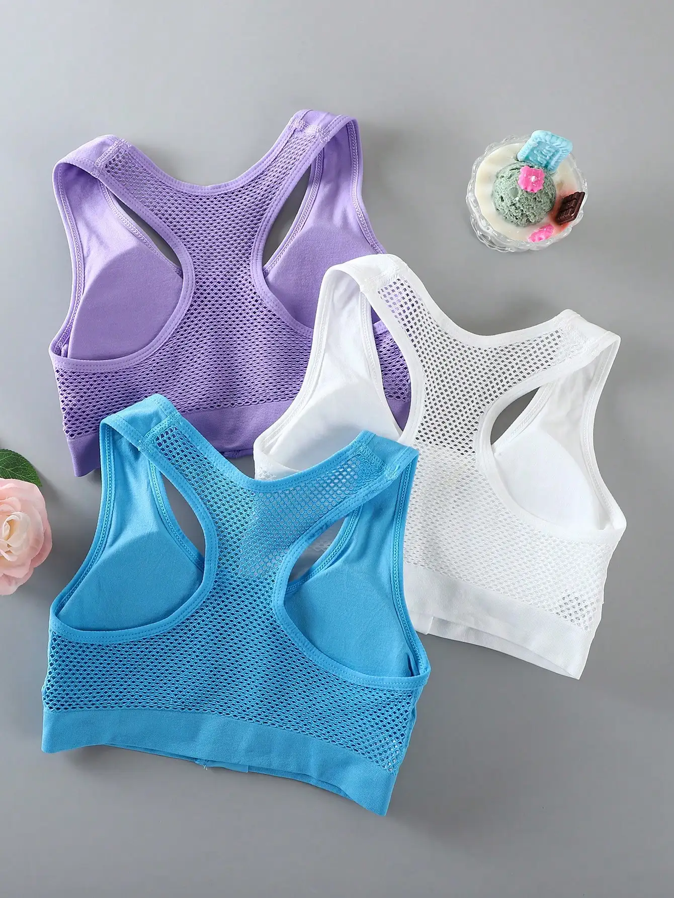 4-Piece Front Zipper Hollow Mesh Shockproof Gather Running Quick-Drying Sports Vest Back Bra Without Steel Ring Sports Bra