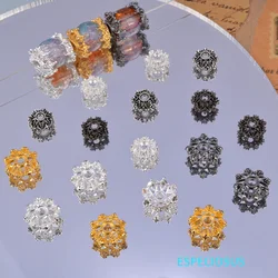 Gold Color Plated Alloy Hollowed Receptacle Beads Holder Vintage Earring Fittings Departments Metal Spacer Jewelry Accessories
