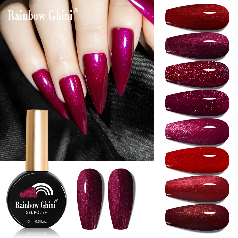 2023 Regenboog Ghini Rode Gel Nagellak Rubber Top Base Coat Uv Led Gel Nail Lijm Manicura Benodigdheden Voor Professionals Art accessoires nagelstyliste benodigdheden