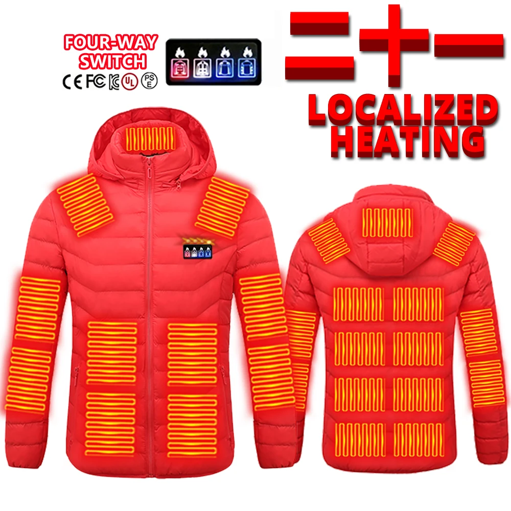 

Winter Heated Jacket Men 21 Area Heating Thermal Jacket Skiwear Camping Heated Jacket Warm Top USB Electric Heating Clothing