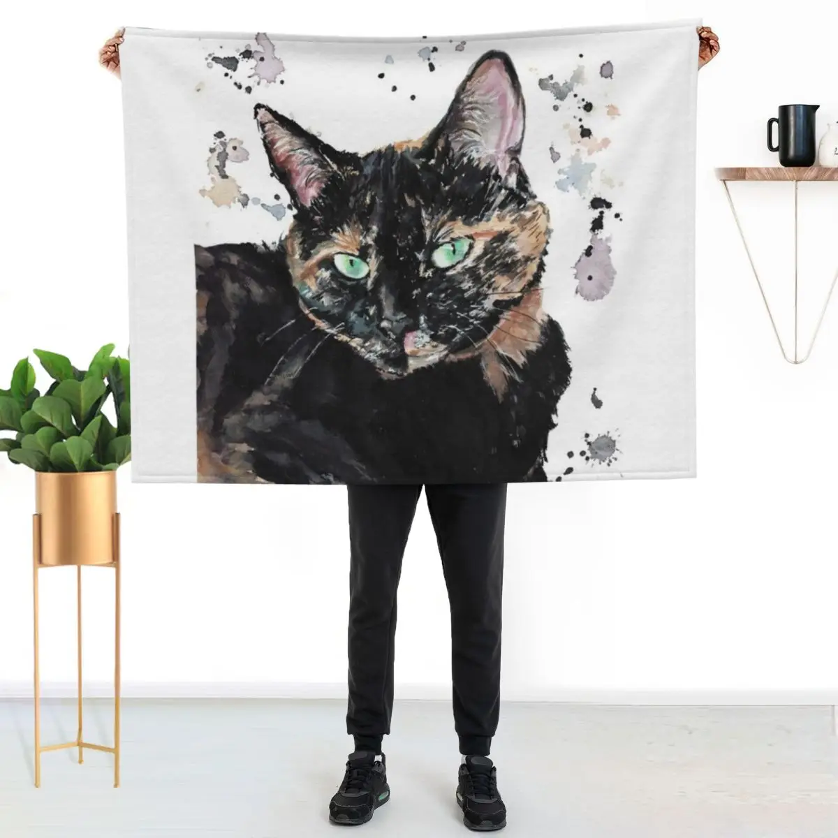 Watercolour Torti Cat Throw Blanket Bed Luxury Decorative Sofas Heavy Summer Beddings Comforter Blankets