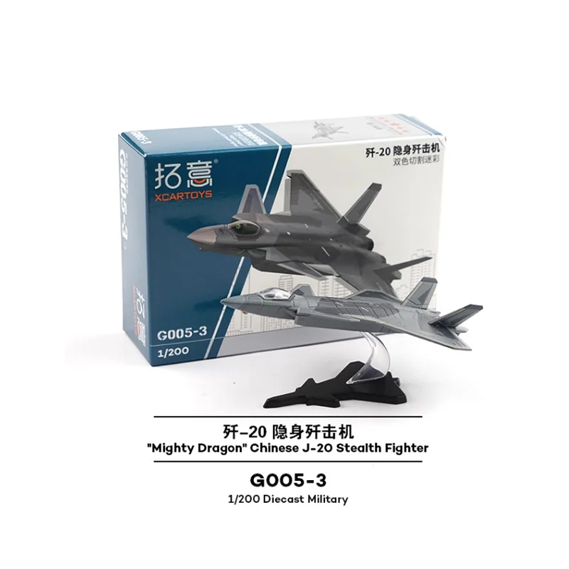 XCARTOYS Diecast 1:200 Scale J-20 Stealth Fighter Alloy Plane Model Finished Product Simulation Toy Collection Static Model