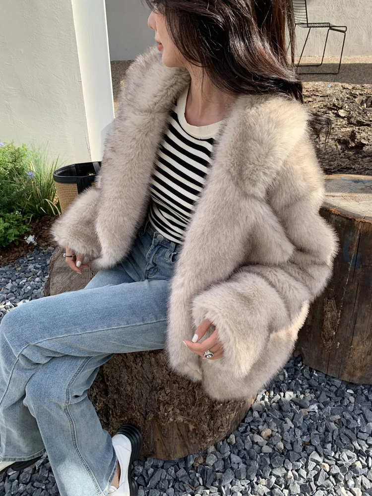 ZADORIN Winter Clothes Women 2024 Luxury Fluffy Fox Fur Faux Coat Women Faux Fur Jacket Vintage Chic Loose Fur Coats Outerwears