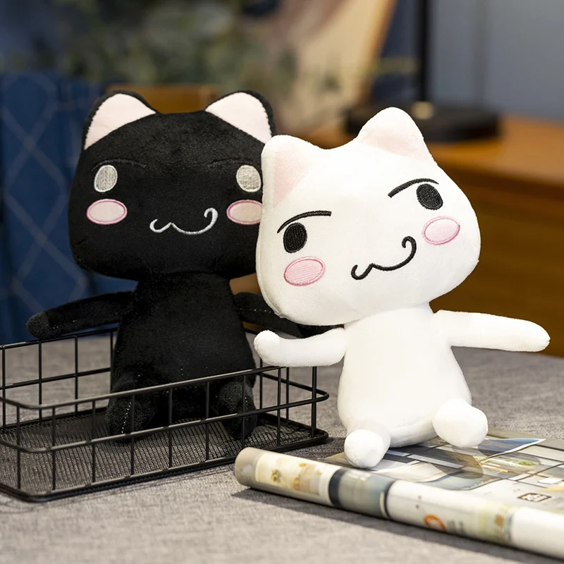 Kawaii Black And White Cat With Expression Couple Plush Toys Cute Animal High Quality Creative Simulation Doll Home Decoration