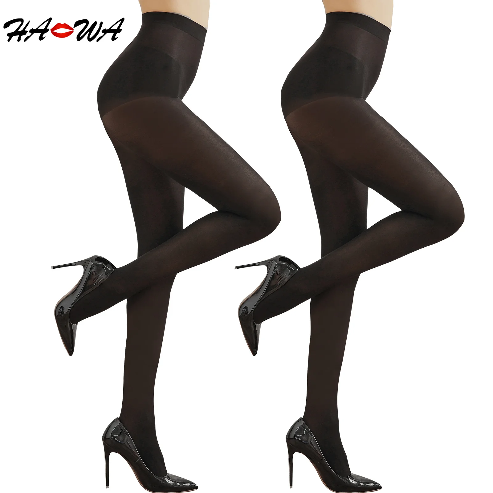 

HA WA 40D 2 Pairs Female Tights High Elasticity Nylon Stockings Tear-resistant Unbreakable Hin Invisible Stockings