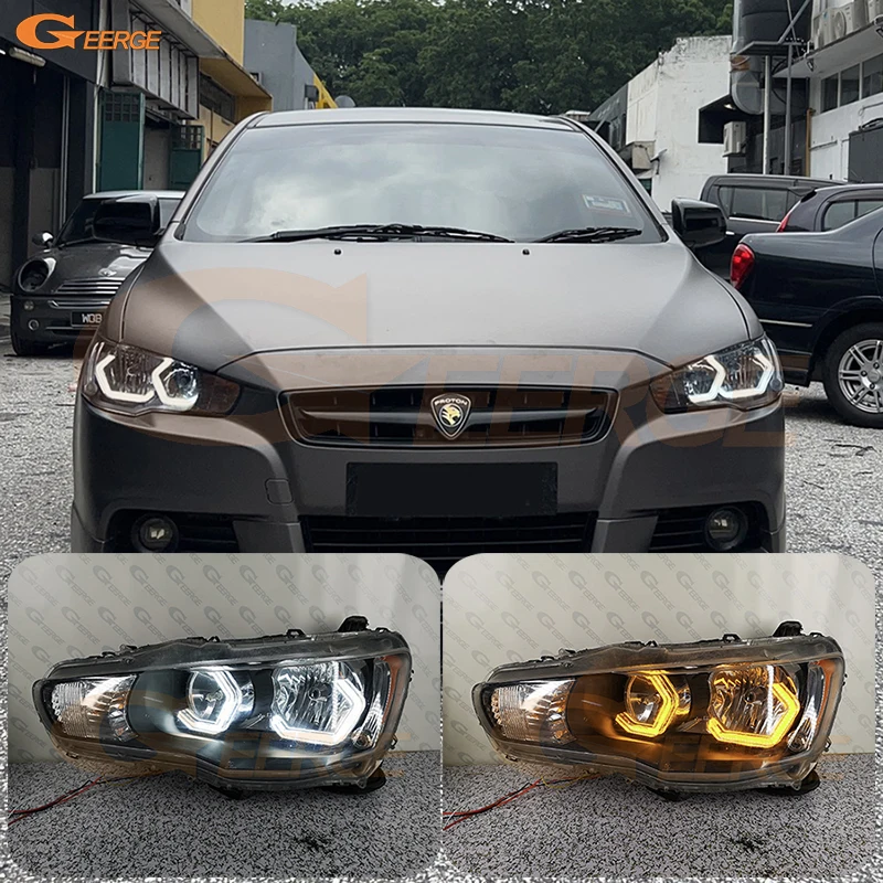 For Mitsubishi Lancer 10 X EVO Outlander Galant Fortis Ultra Bright Concept M4 Iconic Style LED Angel Eyes Halo Rings Day Light