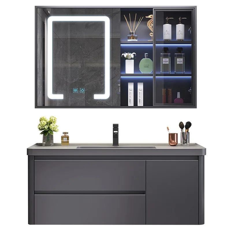Toilet bathroom bathroom cabinet gray nano rock integrated basin