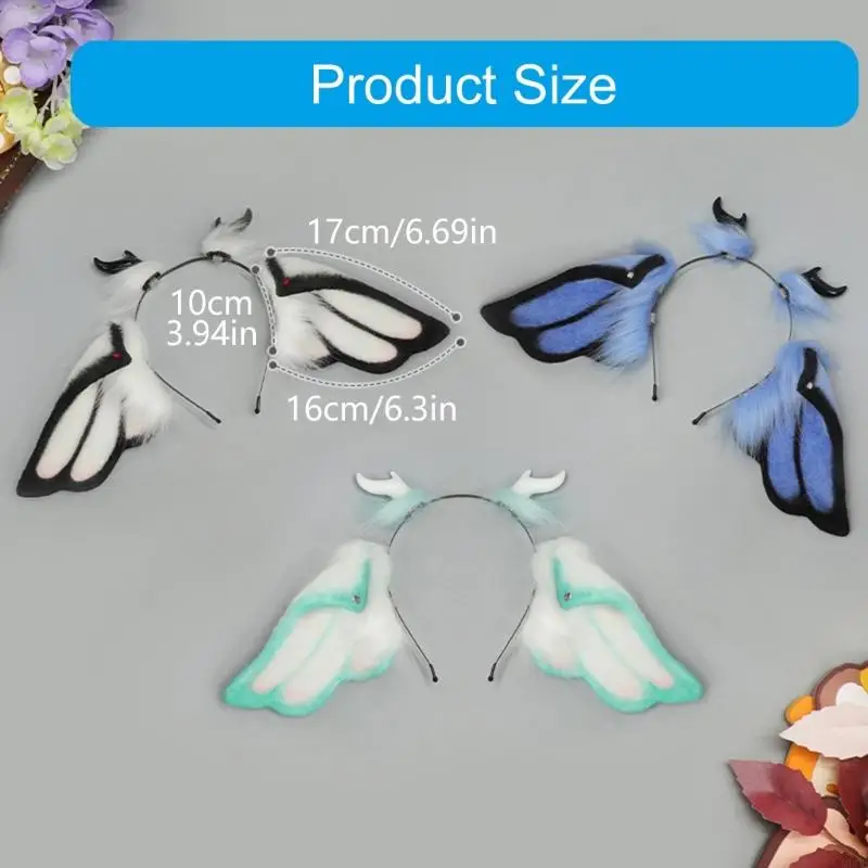 M6CD Bendable Fantasy Creature Horn Hairband Plush Roleplay Party Hairhoop Decoration