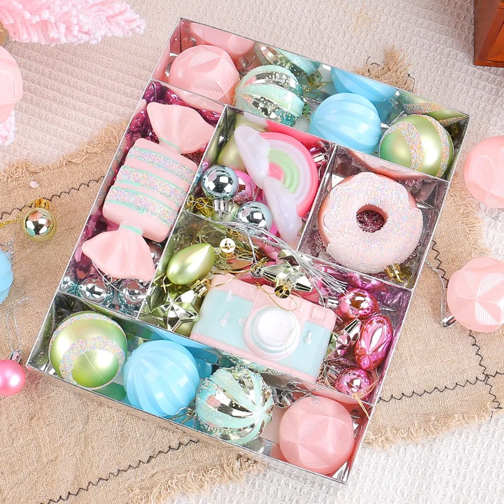 

Macaroon Christmas Balls Set Camera Candy Christmas Tree Alien Pendant Plastic Festival Christmas Tree Ornament