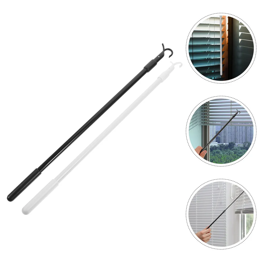 2Pcs Curtain Pull Wand Sturdy Metal Blinds Slide Rod Easy Open Close Cordless Window Pull Rod Drapery Wand Stick