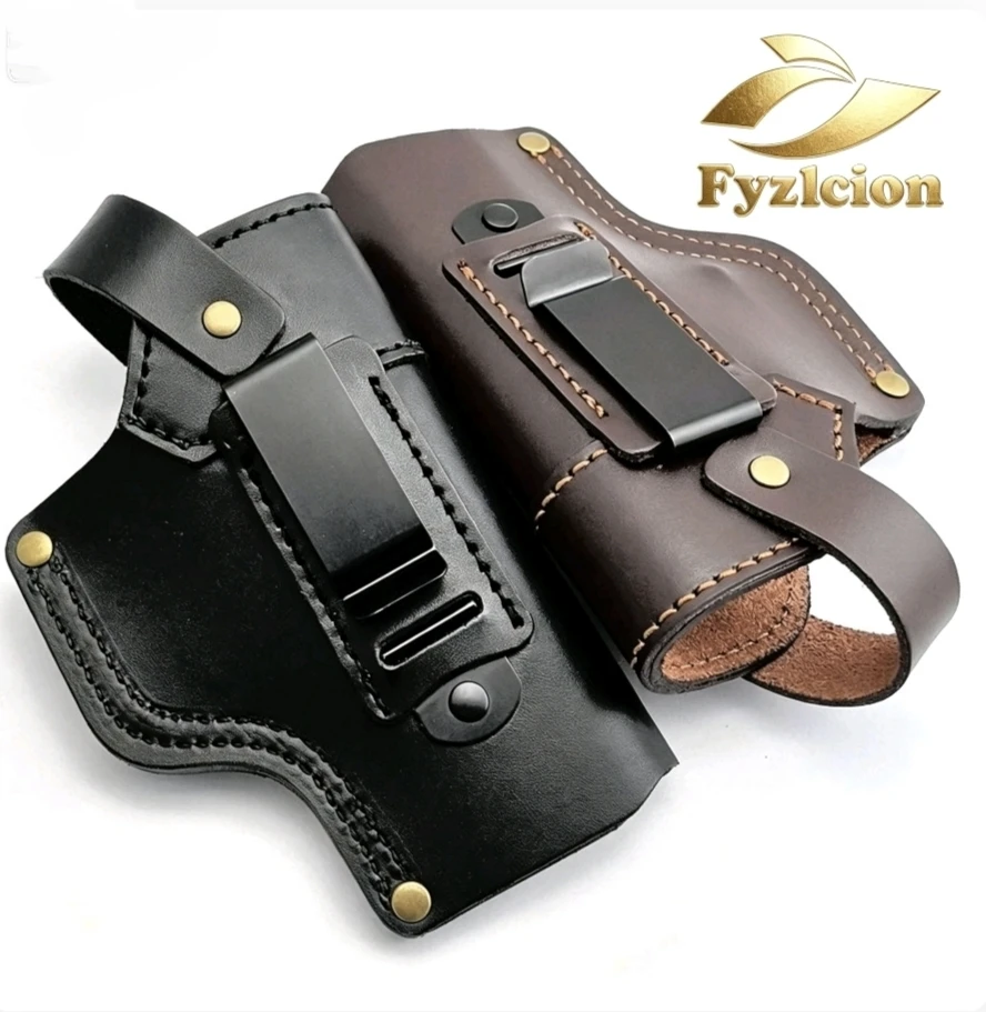 Fyzlcion IWB Leather Gun Holster, Cowhide Pistol Holster Concealed Carry Holster Fit For G17 G17 Quick‑Draw Pistol Pouch