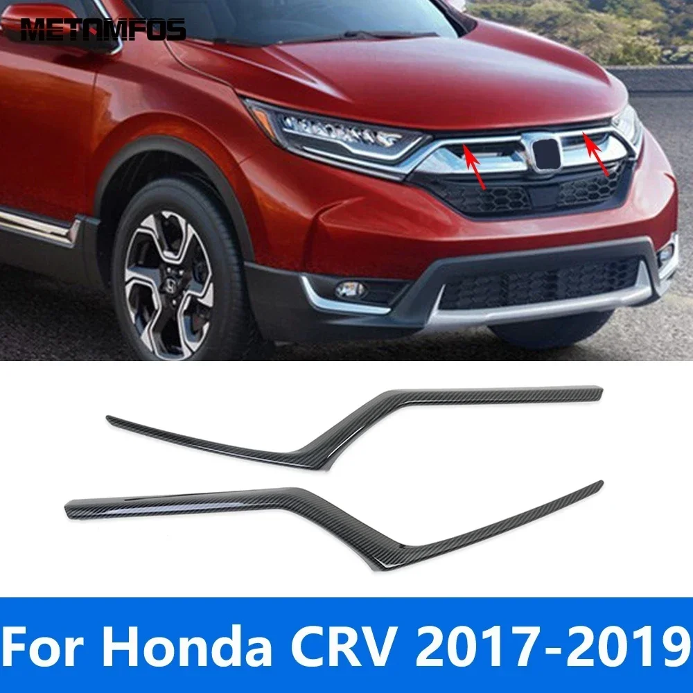 

Front Grille Trim For Honda CR-V CRV 2017 2018 2019 Carbon Fiber Front Racing Grill Strip Molding Trim Exterior Accessories