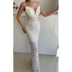 Lena Fish Tail Evening Dresses Woman Elegant Party Dresses 2024 for Wedding Dress Off the Shoulder Sleeveless Pearl Sequin Lace