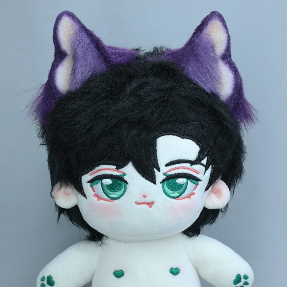 

Headwear 20cm Headwear Ear Black White Cat Wolf Ears Idol Headwear Cat Ear Tails Soft Headwear for Cotton Cosplay