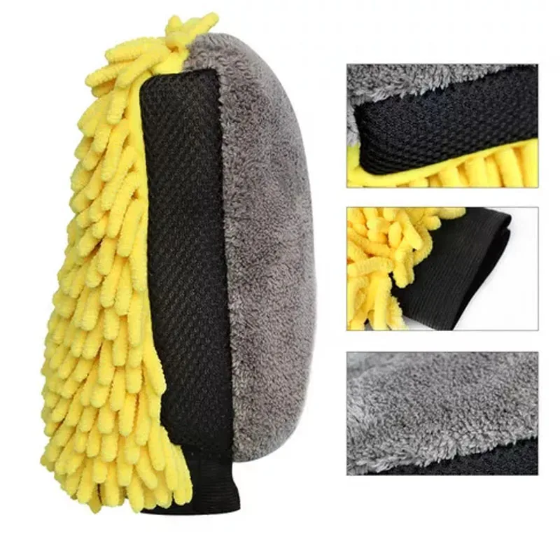 1pc Waterproof Car Wash Microfiber Chenille Gloves Thick Car Cleaning Mitt Wax Detailing Brush Auto Care Double-faced Glove view 2
