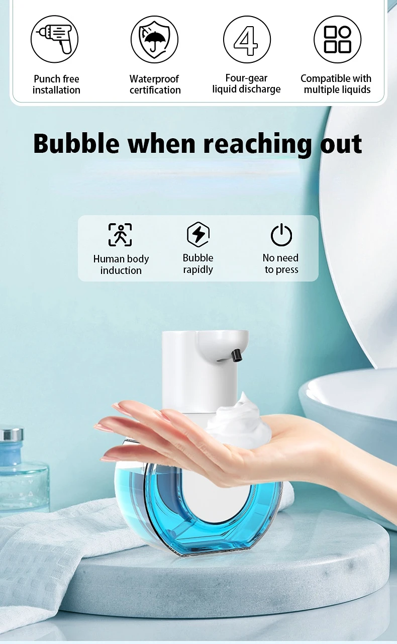 420ML Light Display 4-Gears Adjustable Control Infrared Induction Automatic Sensor Soap Dispenser Electric Hand Sanitizer Bottle