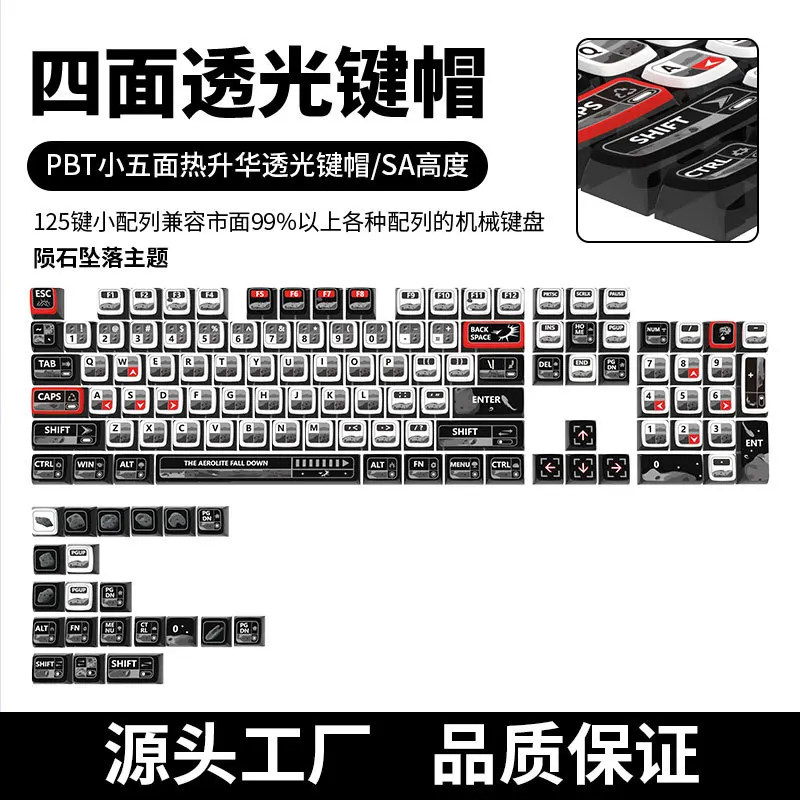 

Meteorite fall theme four-sided transparent ball cap pudding PBT material 125 keys