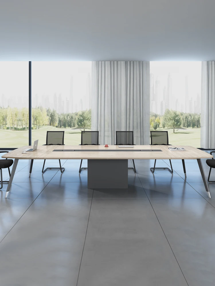 The combination of tables and chairs in the conference room is simple, modern and large-scale negotiation.