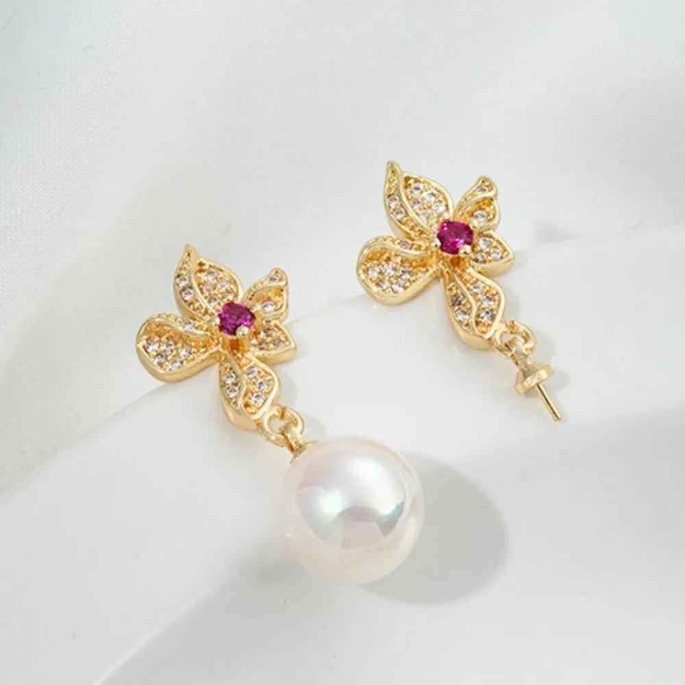 

Серьги с цирконием, 14-каратное золото, цвет, подвесные серьги-держатели для овечьего глазного яблока, сделай сам, липкий жемчуг, ювелирные изделия ручной работы, аксессуары для ушей