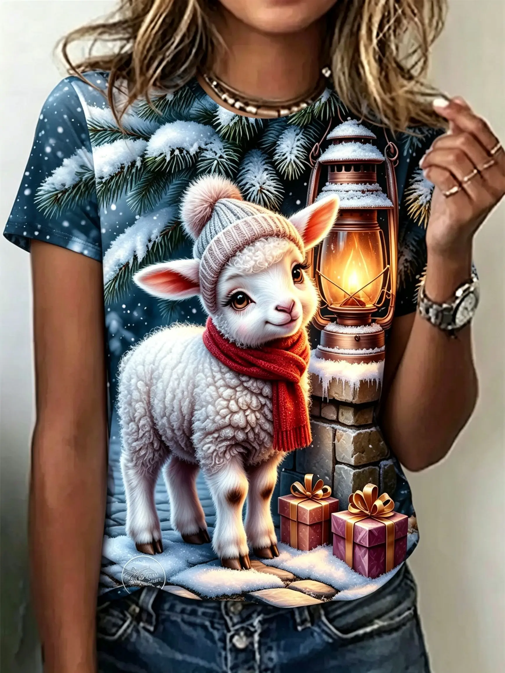 New Cute Sheep T-Shirts 3D Print Women Round Neck Short Sleeve T Shirt Streetwear Harajuku Y2K Tops Casual Tees Female Clothing