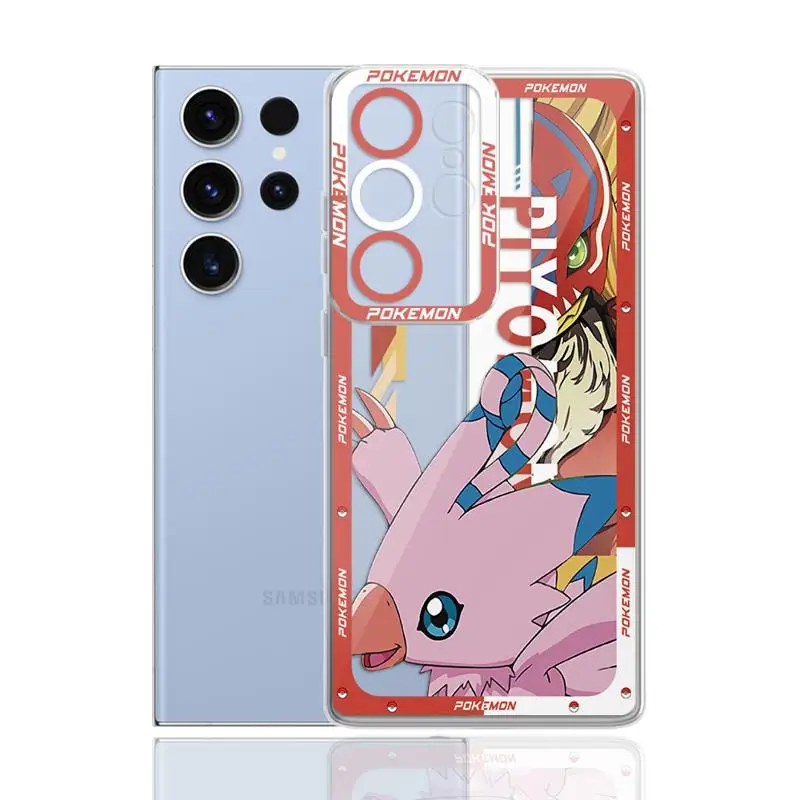 Luxury Clear Phone Case For Samsung Galaxy S23 S22 S21 S20 S10 FE Ultra Plus Silicone Digimon Adventure Anime Soft Cover