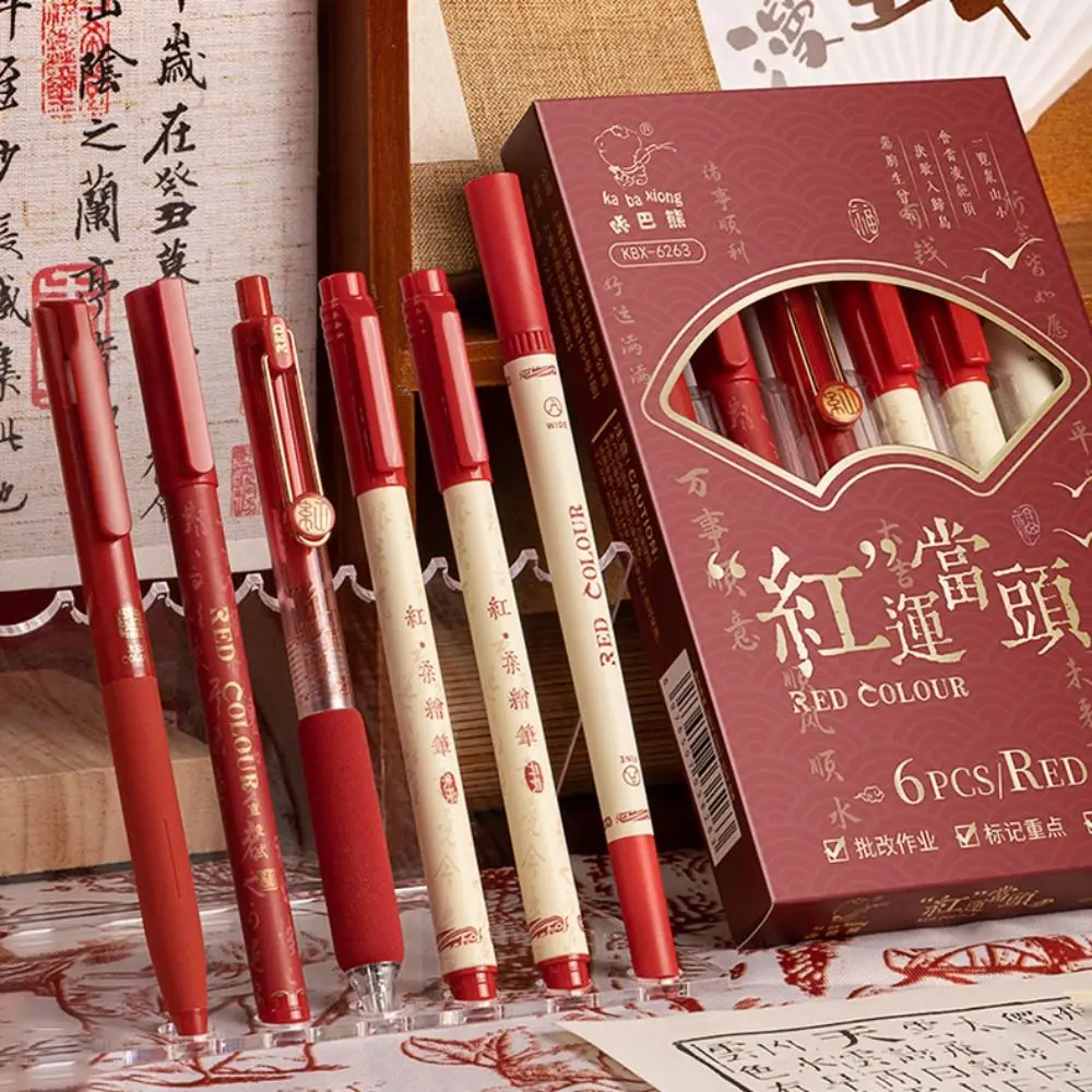 Stationery Red Ink Red Gel Pen Smooth Writing Quick Dry Red Ink Pens Portable Error Correction Pen School/Office