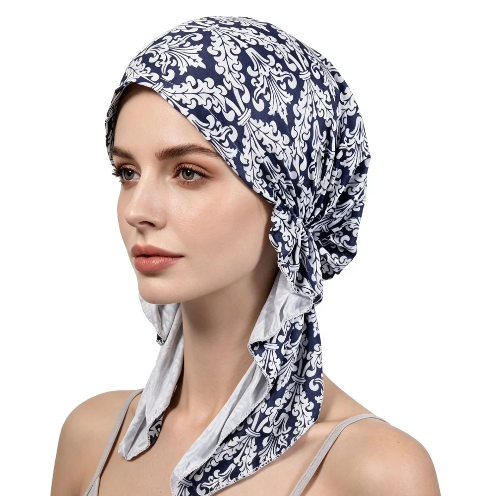 European And American Printed Airplane Hat Braid Flower Graffiti Headscarf Multi-Color Chemotherapy Cover White Hair Decoration