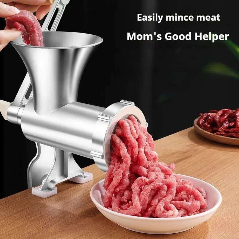 

1pc Manual Meat Grinder Stainless Steel Hand Crank Food Processor with Table Clamps Multipurpose Kitchen Tool for Meat Vegetable