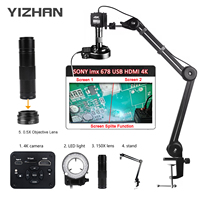 Full 4K Digital Microscope Sony IMX678 Sensor With Enhanced Stand 150X Industrial Video Microscope Lens USB HDMI Port For Solder