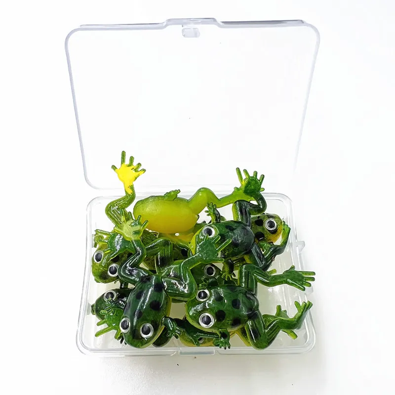 10 Stück/Box Silikon Schwimmender Frosch Angelköder 40mm 1,4g Künstliche Köder Lebensechter Schwimmköder Karpfenangel-Zubehör