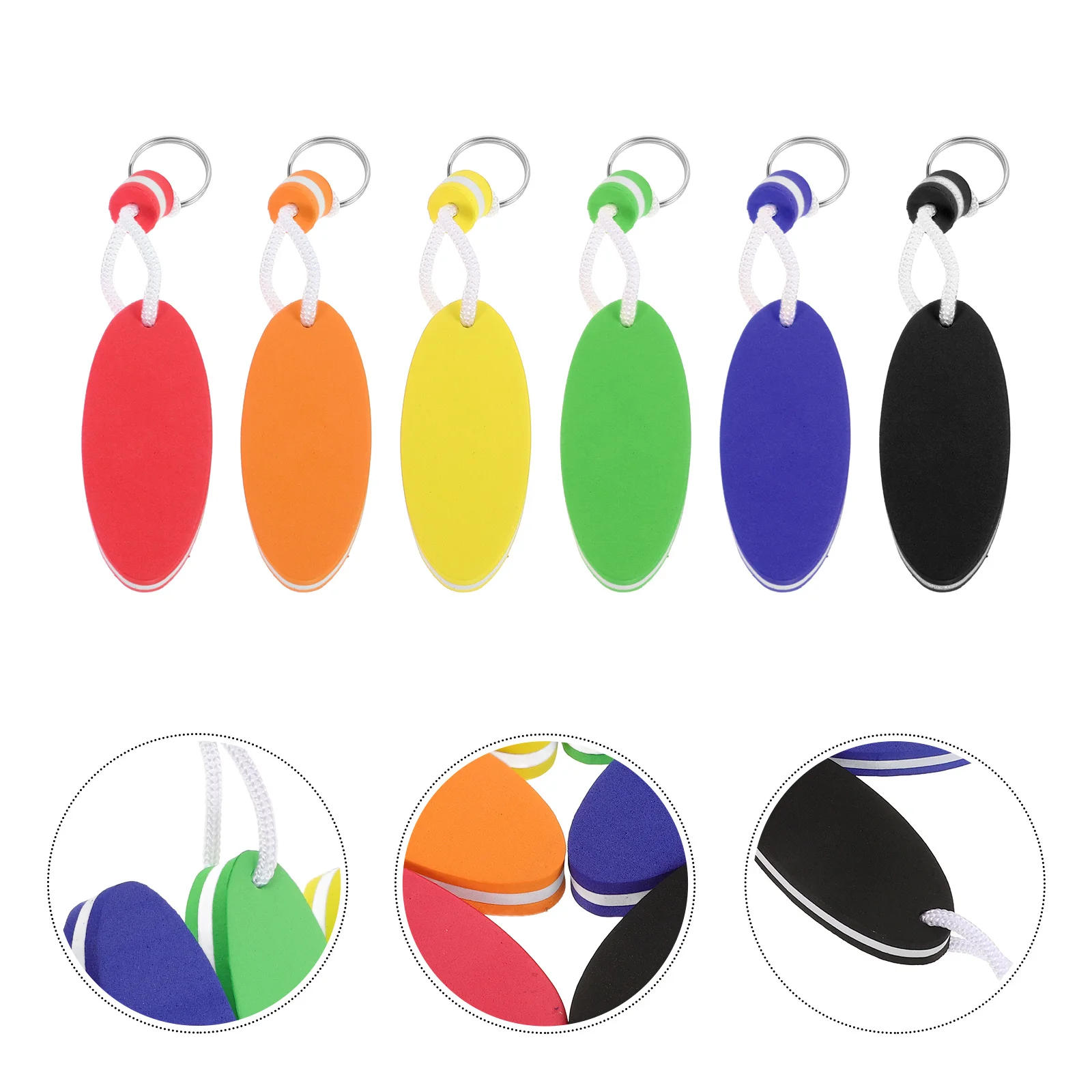 

6pcs Surfboard Keychain Oval Floating Key Ring Waterproof Portable Keychains For Boat Water Sports Decorative Accessory