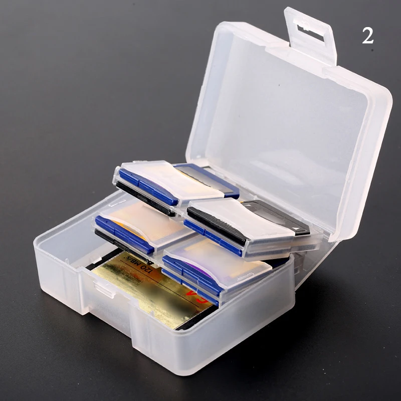 Transparent CF/SD Card Storage Box Portable Plastic Compact Flash Memory Card Protect Holder Box Storage Case Moisture-proofv