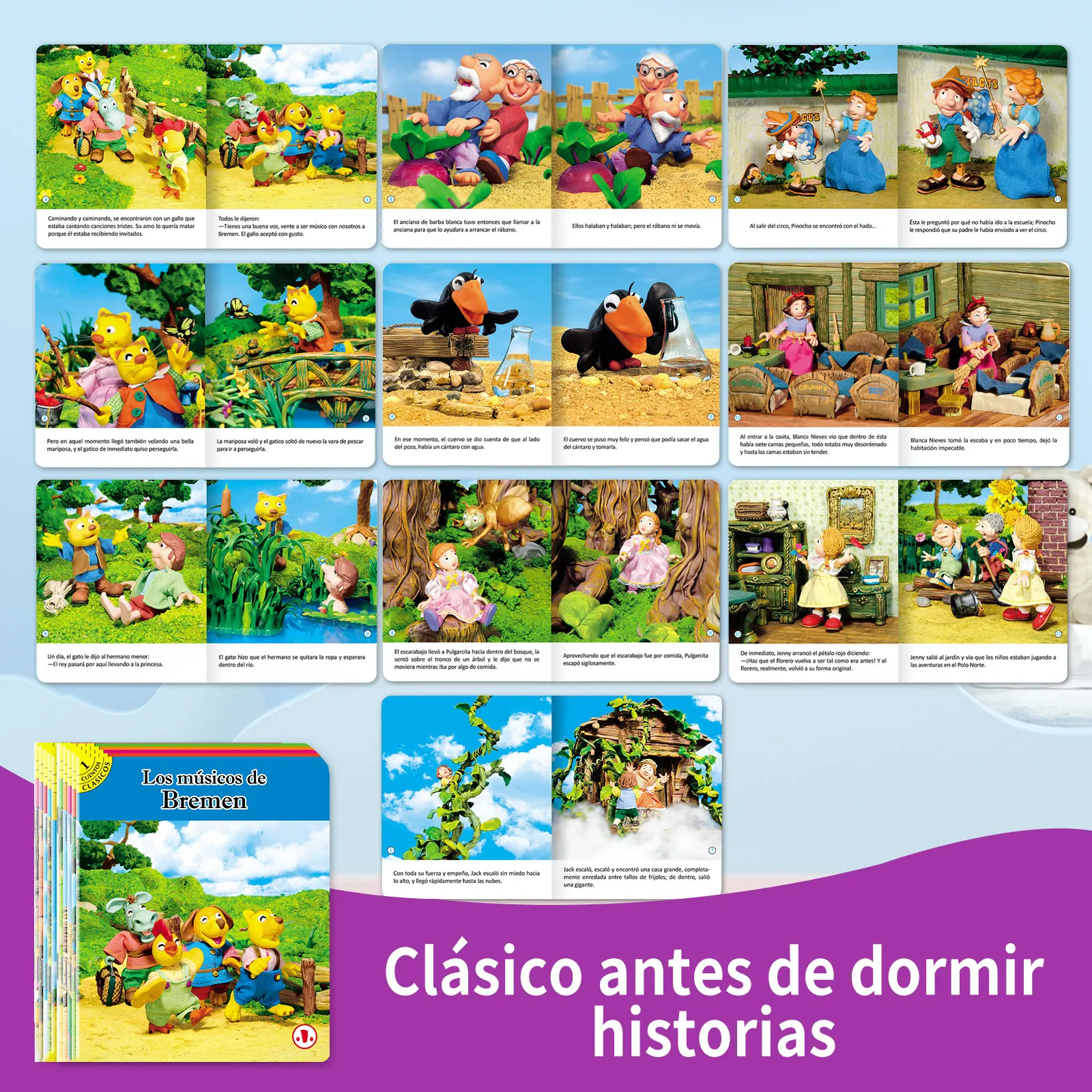 Spanish Set of 10 Fairy Tale Books Children's Bedtime Stories Companion Reading Color Content for Preschool Learning  Educationa