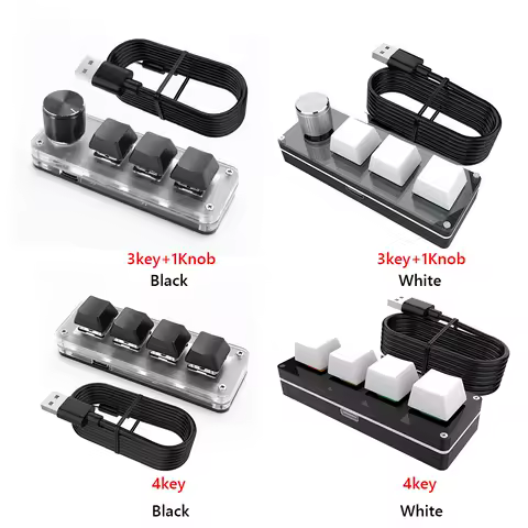 Macro Mechanical Keyboard RGB Mini Gaming Custom Programming Red Switch 3 Keys 1 Knob 2.4G Wireless Bluetooth Knob Keypads