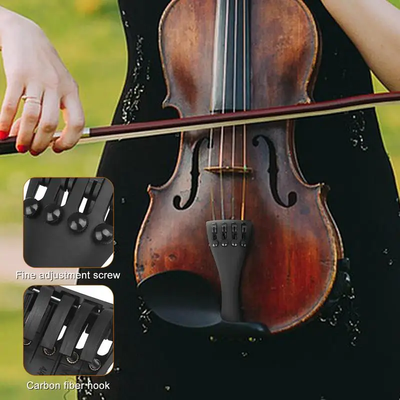 Violin String Plate Carbon Fiber Tailpiece Parts Violin Parts And Accessories With 4 Fine Tuners Musical Instruments Replacement