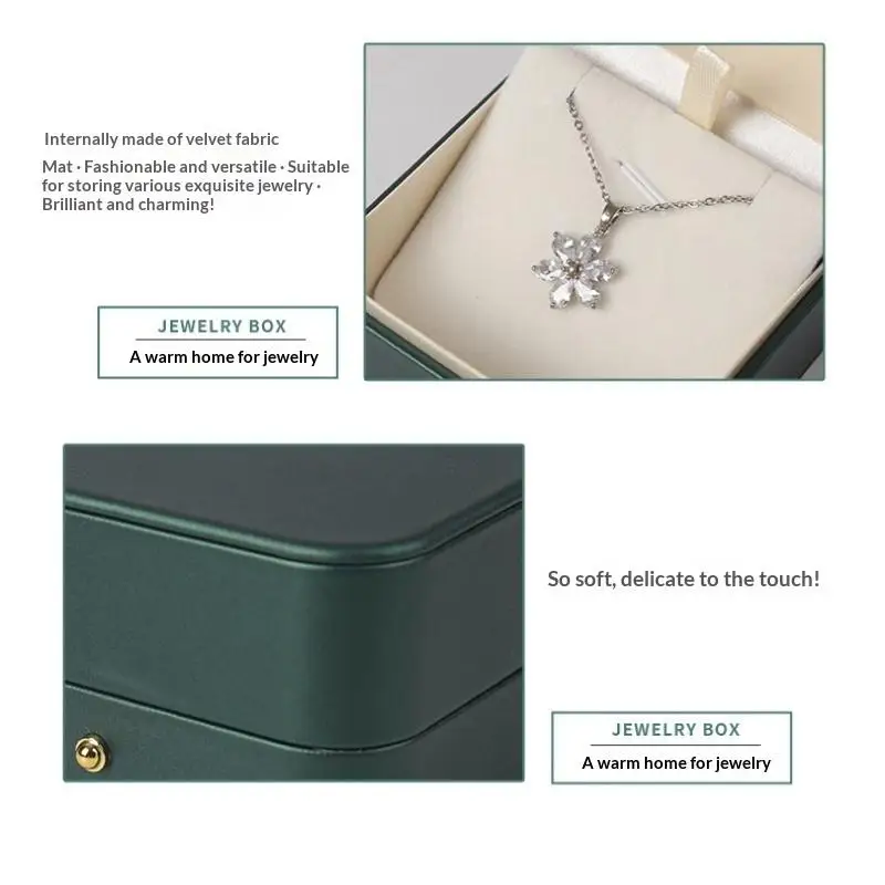 Schmuckboxen aus PU-Leder mit weichem Samtfutter und goldenem Verschluss, perfekt für Heiratsanträge, Hochzeitsgeschenke, Ring- und Halskettenaufbewahrung. – Detail 1