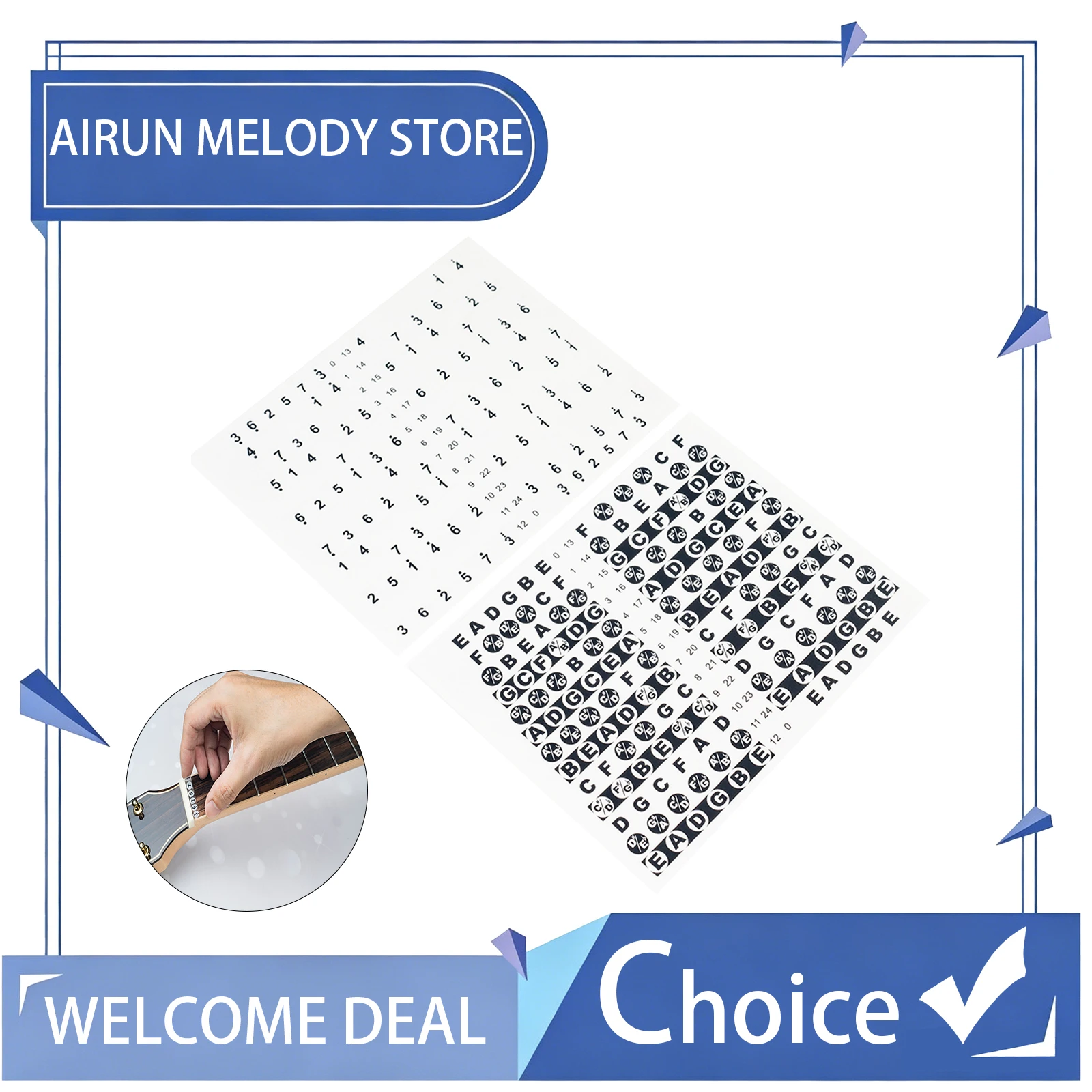 GUITTO GFM-01 Guitar Scales Notes Stickers Beginner Learning Label Fretboard Stickers Guitar Accessories Labels Sticker